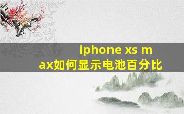 iphone xs max如何显示电池百分比